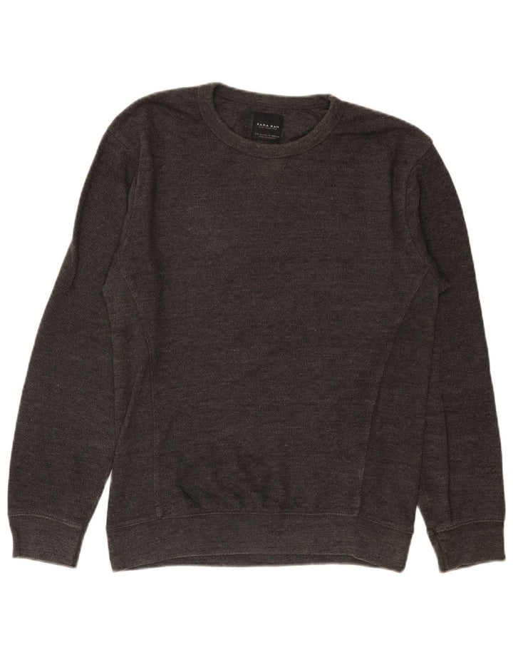 Zara Herren-Sweatshirt-Pullover aus mittelgrauer Baumwolle