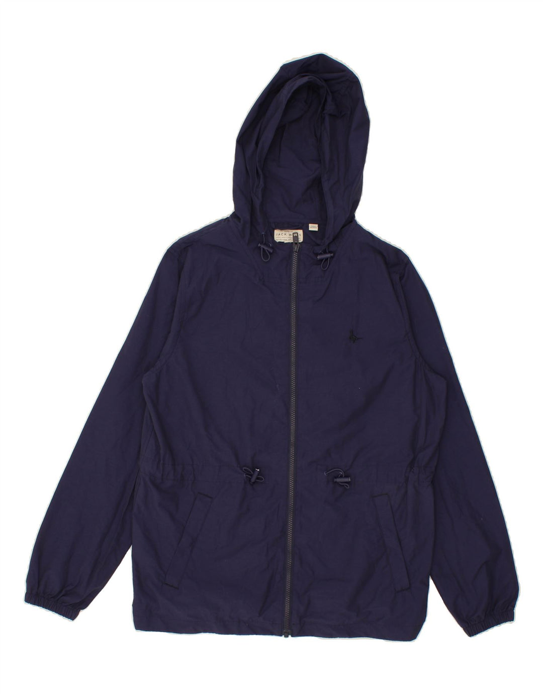 JACK WILLS Womens Hooded Rain Jacket UK 12 Medium  Navy Blue Nylon Vintage Jack Wills and Second-Hand Jack Wills from Messina Hembry 