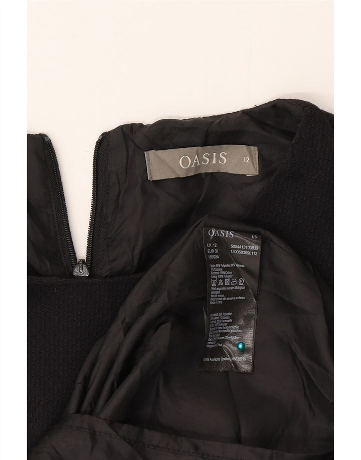Oasis Damen Ärmelloses Etuikleid UK 12 Medium Schwarz Polyester
