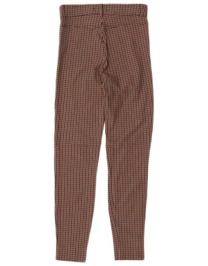 Schmale Freizeithose für Damen von Zara, mittelgroß, W28, L28, brauner Hahnentrittmuster
