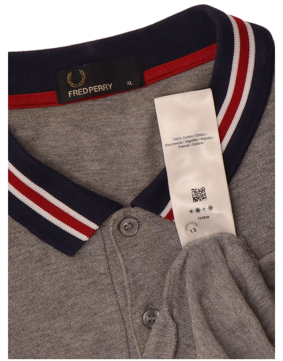 Fred Perry Herren Poloshirt XL Grau Baumwolle