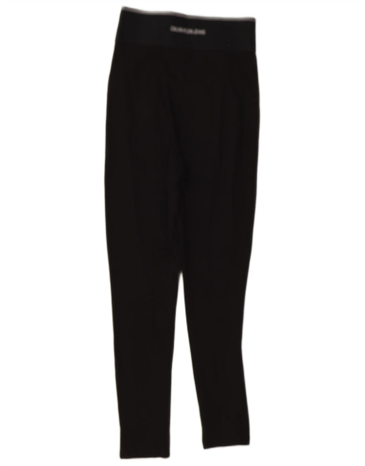 Calvin Klein Damen Graphic Leggings UK 8 Small Schwarze Viskose