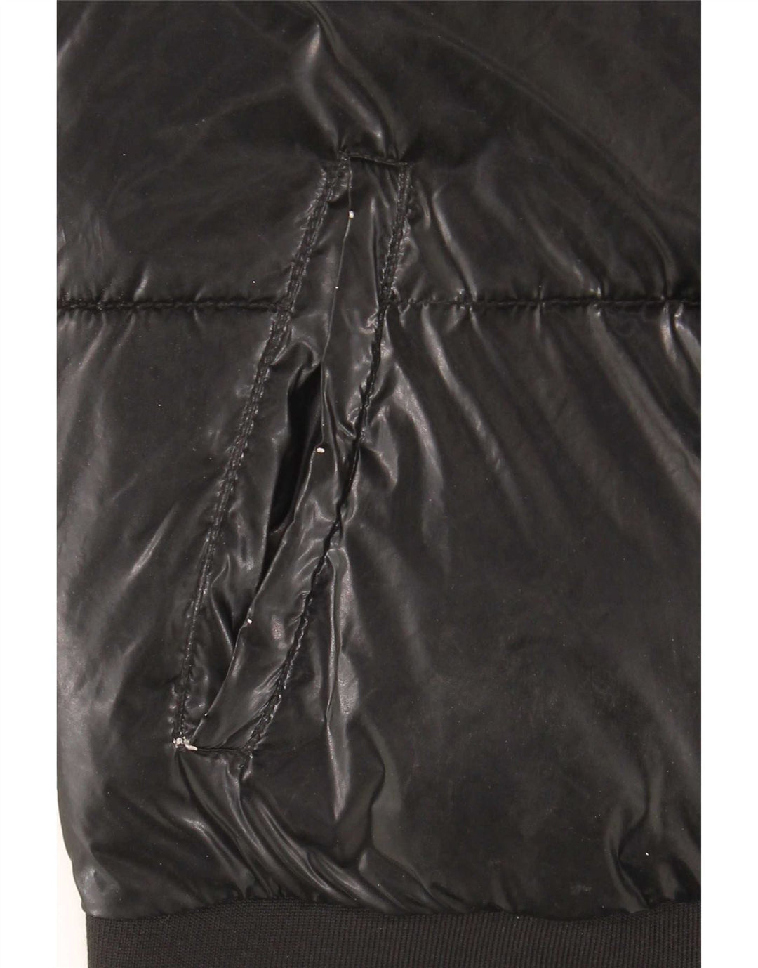 Guess wattierte Mädchenjacke mit Kapuze, 13–14 Jahre, schwarzes Polyurethan