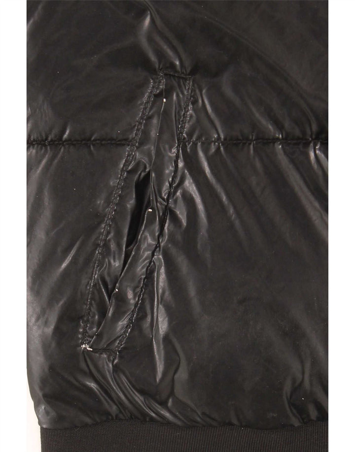 Guess wattierte Mädchenjacke mit Kapuze, 13–14 Jahre, schwarzes Polyurethan