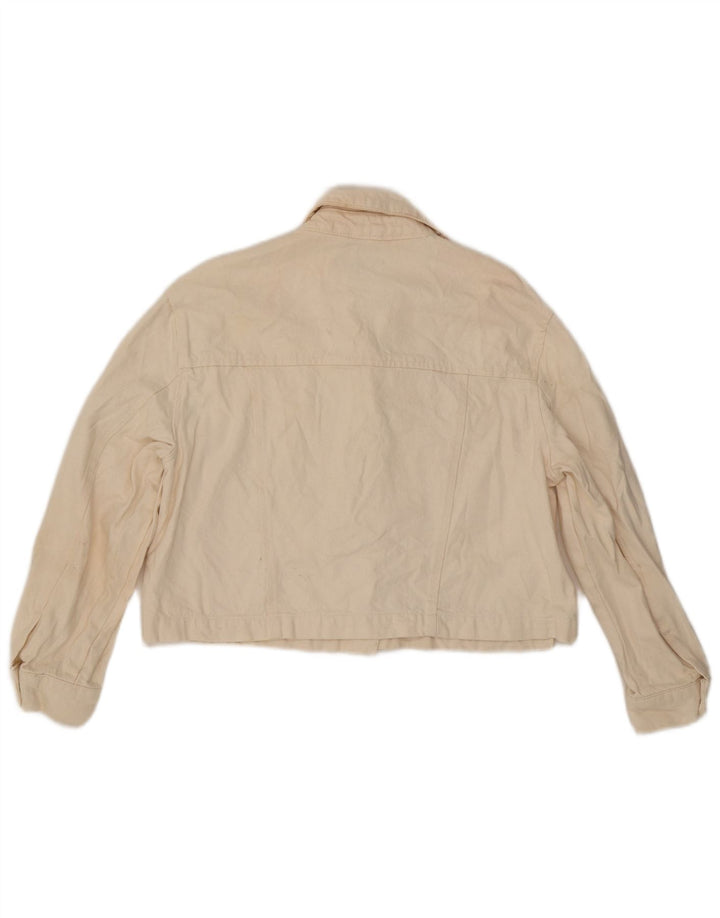 Zara Damen Crop Übergroße Jeansjacke UK 10 Small Weiß