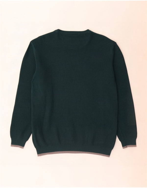 Nerve Mens Crew Neck Jumper Sweater Large Green Colourblock Cotton
