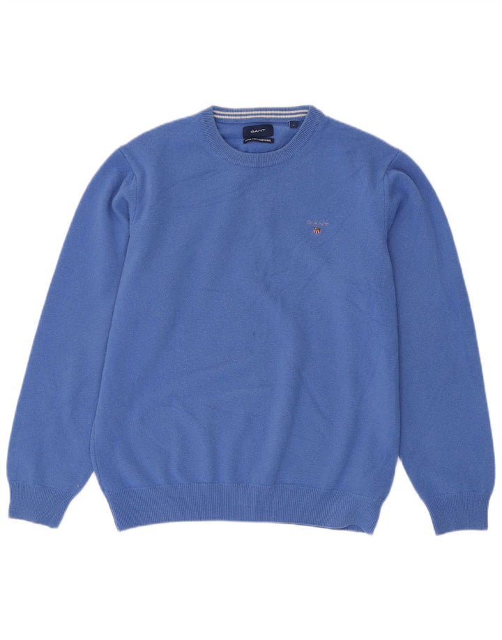 GANT Herren-Pullover mit Rundhalsausschnitt, große blaue Wolle