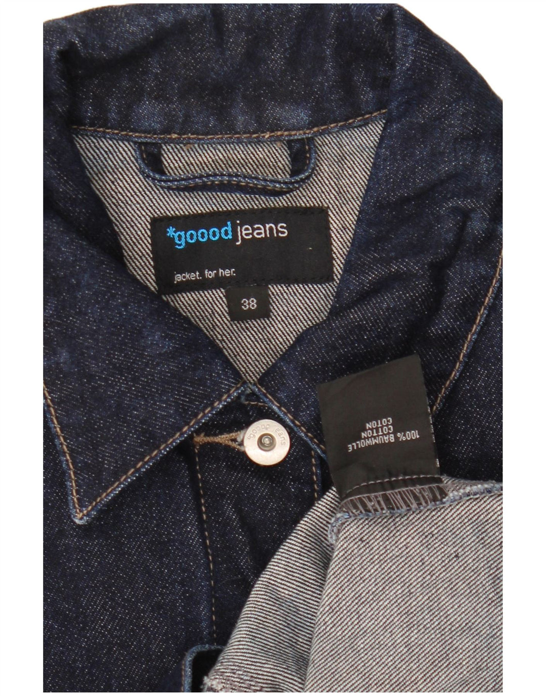 VINTAGE Damen Jeansjacke EU 38 Mittelmarineblaue Baumwolle