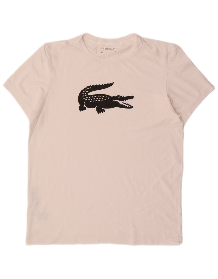 LACOSTE Herren-T-Shirt mit Grafik, Größe 5, Größe L, weiße Baumwolle