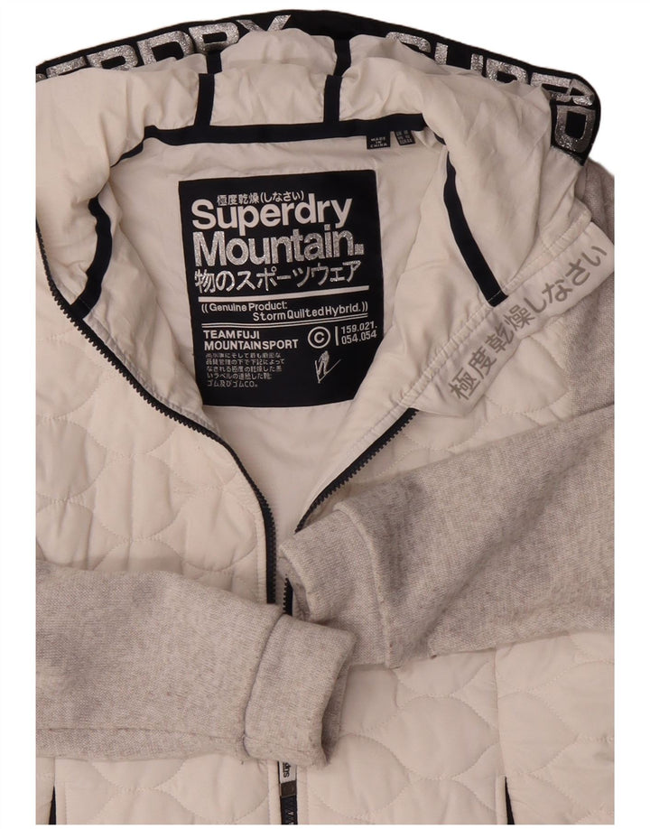 Superdry Damen-Windbreakerjacke mit Kapuze, UK 16, Größe L, Weiß, Farbblock
