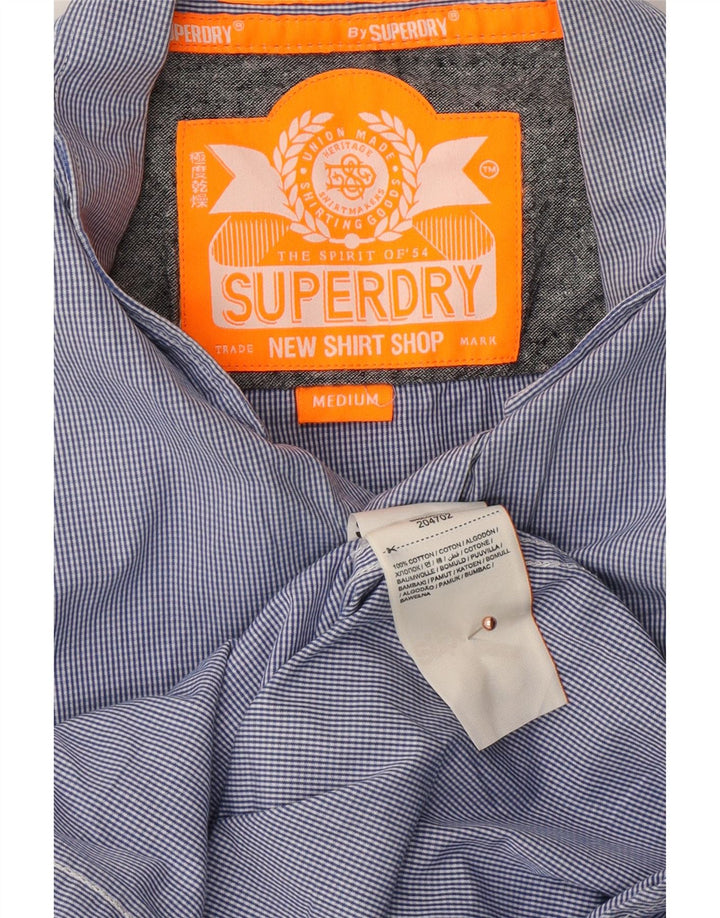 SUPERDRY Herrenhemd aus mittelblauer Gingham-Baumwolle
