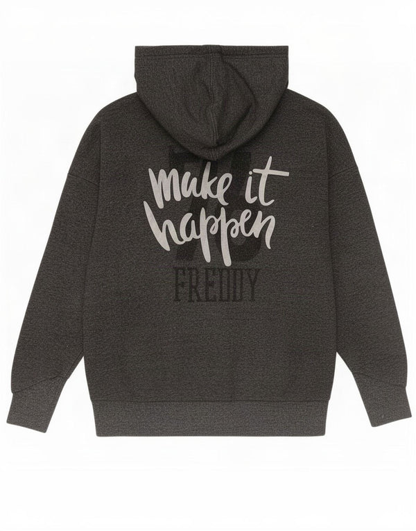Freddy Womens Graphic Oversized Zip Hoodie Sweater UK 10 Small Grau meliert