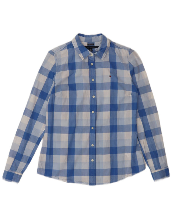Tommy Hilfiger Damen-Hemd mit klassischer Passform, UK 6, XS, blau kariert, Baumwolle, klassisch