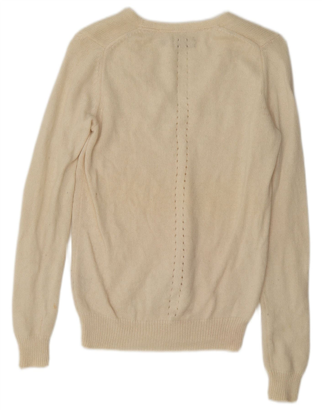 Massimo Dutti Damen-Pullover mit V-Ausschnitt, UK 14, mittlerer, cremefarbener Kaschmir