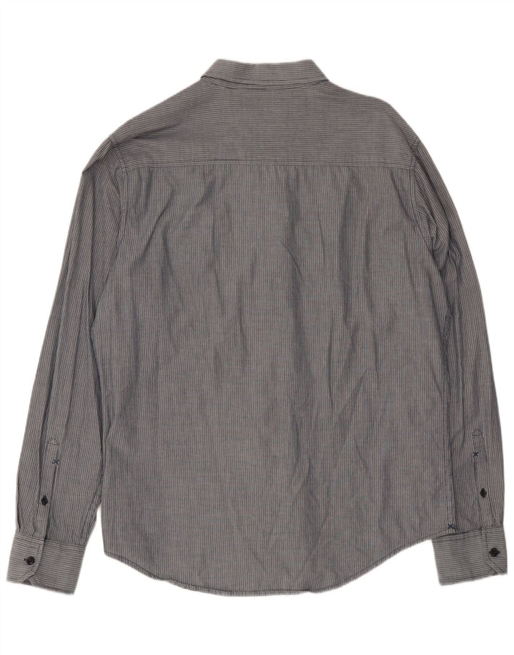 Lee Herrenhemd XL, graue Nadelstreifen-Baumwolle