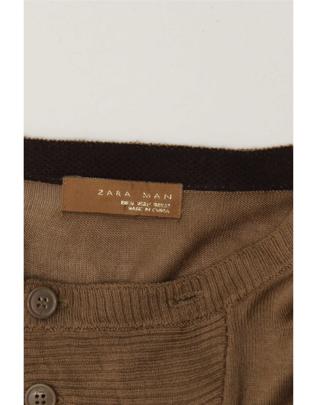 Zara Herren-Pullover mit U-Boot-Ausschnitt, Mittelbraun
