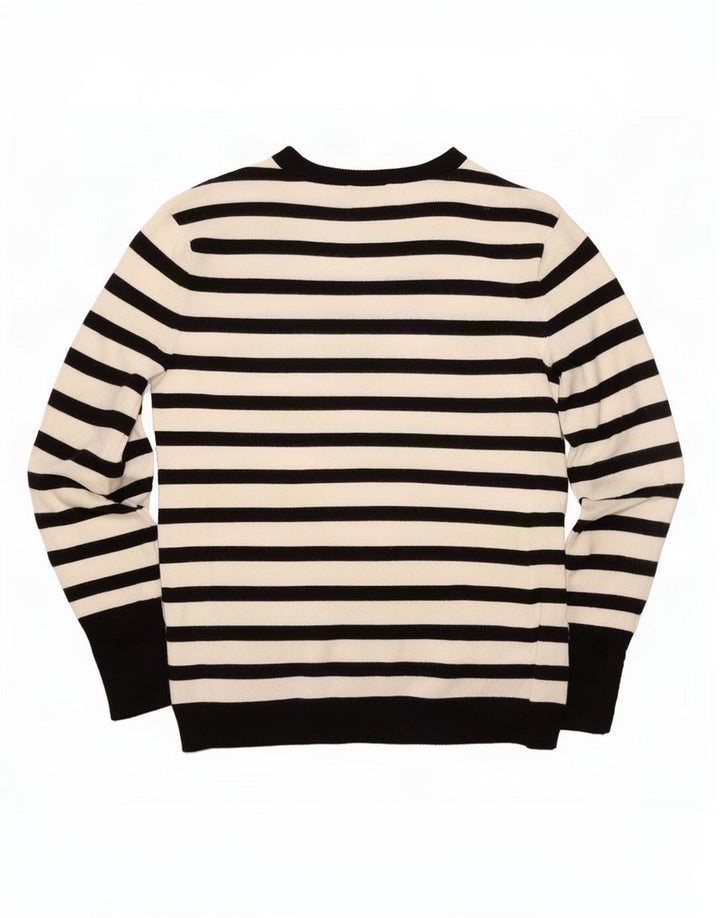 Zara Damen-Pullover mit Rundhalsausschnitt, Gr. 44, groß, weiß gestreift