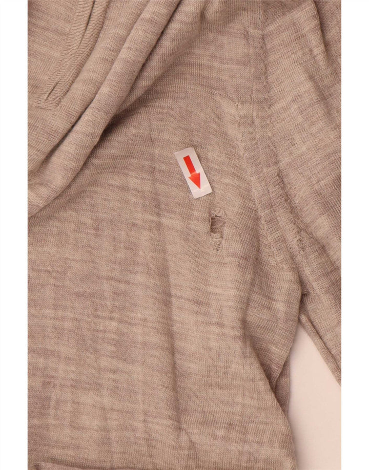 Reiss Herren-Pullover mit Reißverschluss am Hals, große grau gesprenkelte Wolle