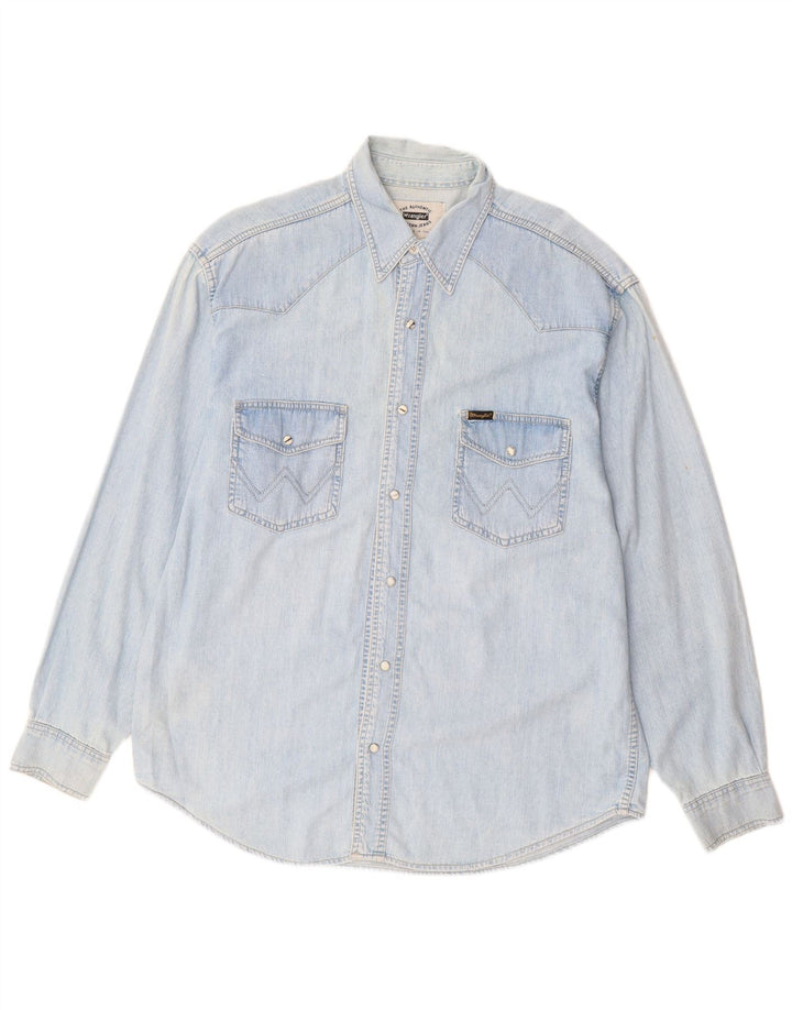 Wrangler Herren-Western-Jeanshemd, groß, aus blauer Baumwolle
