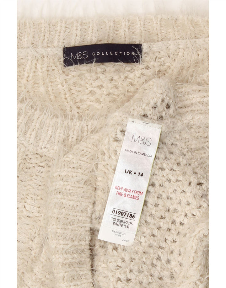 Marks & Spencer Damen-Pullover mit U-Boot-Ausschnitt, Größe 44, Off-White