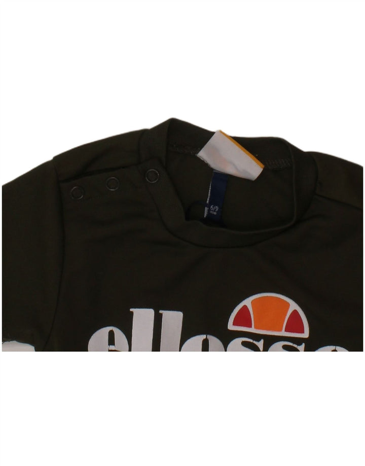 ELLESSE Baby-Jungen-T-Shirt mit Grafik, 6–9 Monate, Khaki, Farbblock