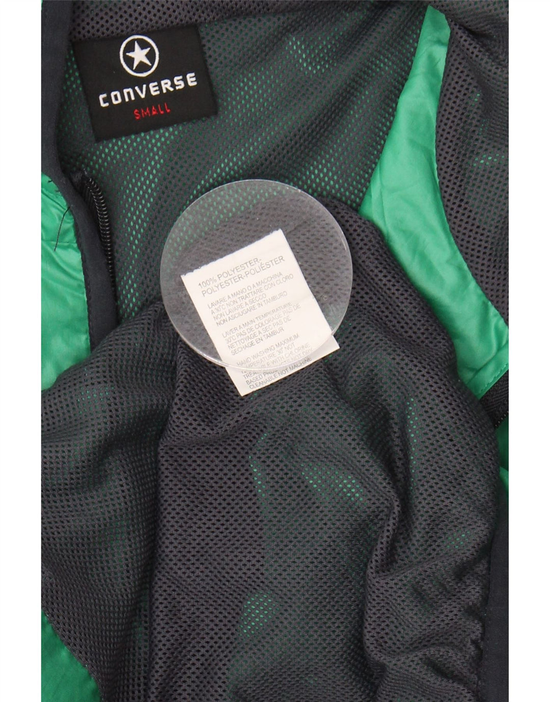 CONVERSE Mens Hooded Rain Jacket UK 36 Small Green Polyester Vintage Converse and Second-Hand Converse from Messina Hembry 
