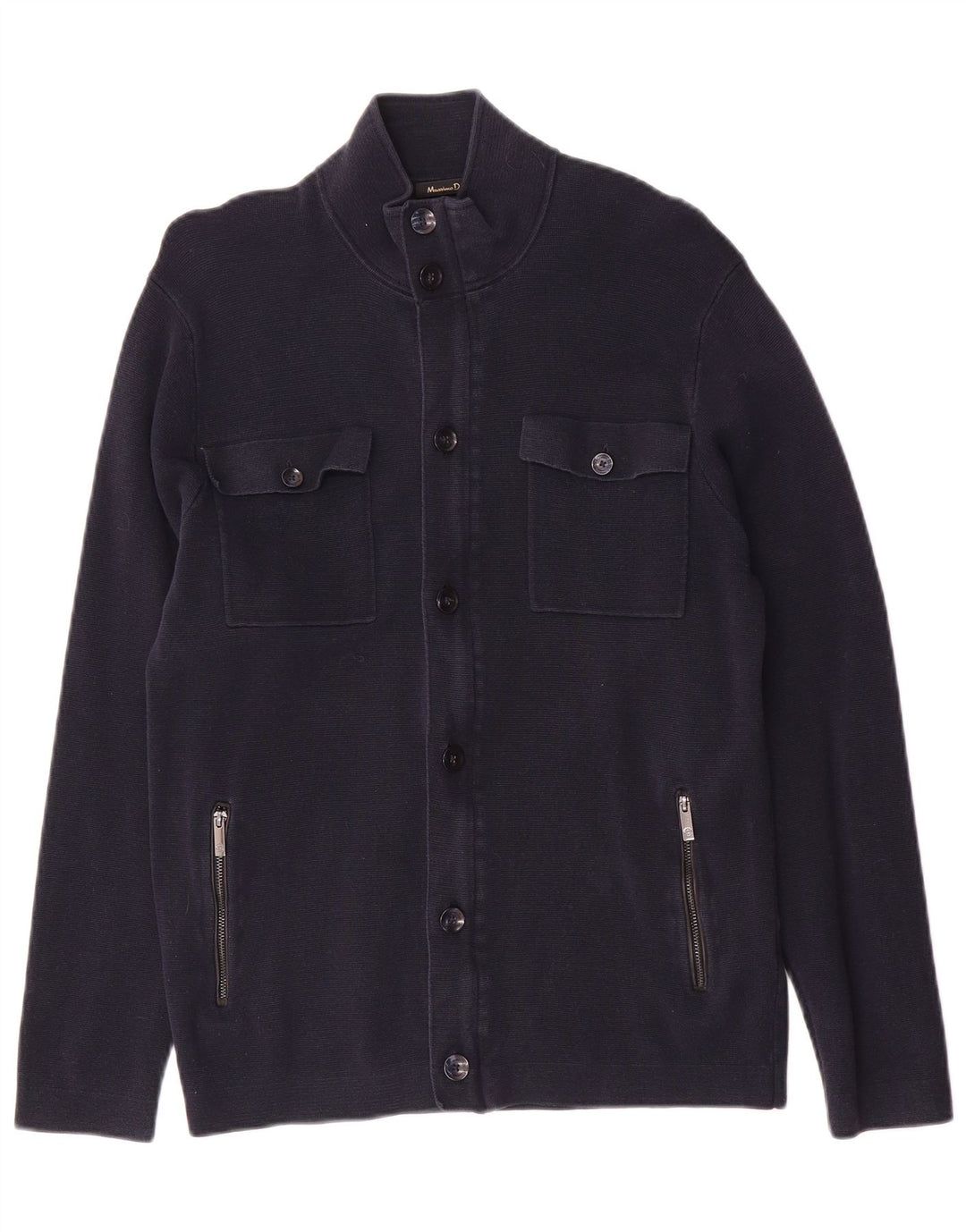 Massimo Dutti Herren-Strickjacke aus mittelblauer Baumwolle