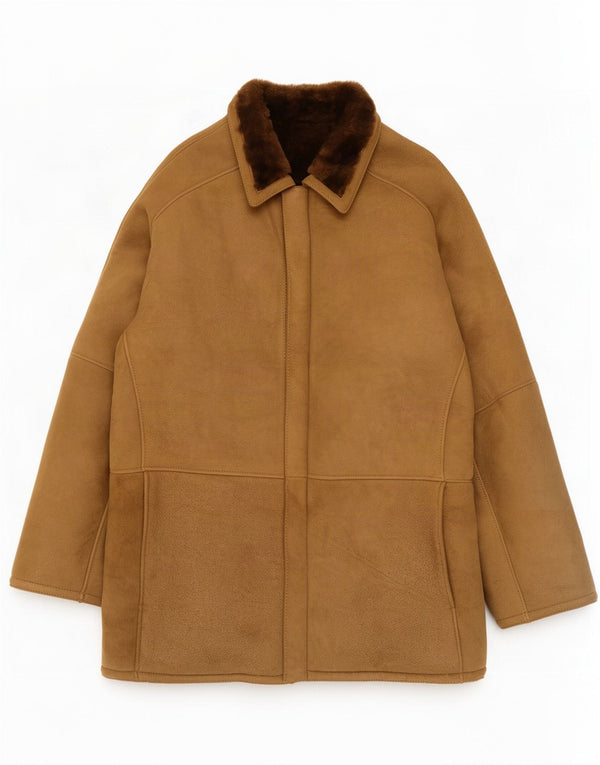 Vintage Herren Shearling Jacke IT 50 Large Braun