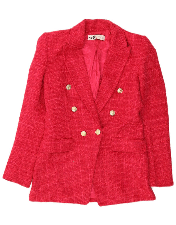 Zweireihiger Blazer für Damen von Zara, Gr. 6, XS, rosa kariert