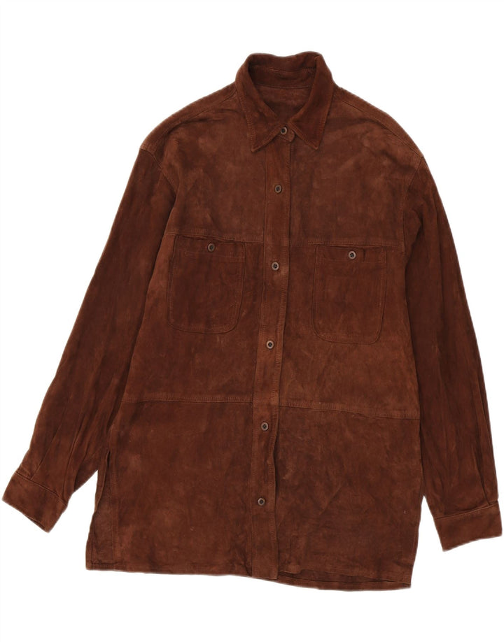 Vintage Damen Wildledershirt IT 42 Mittelbraun