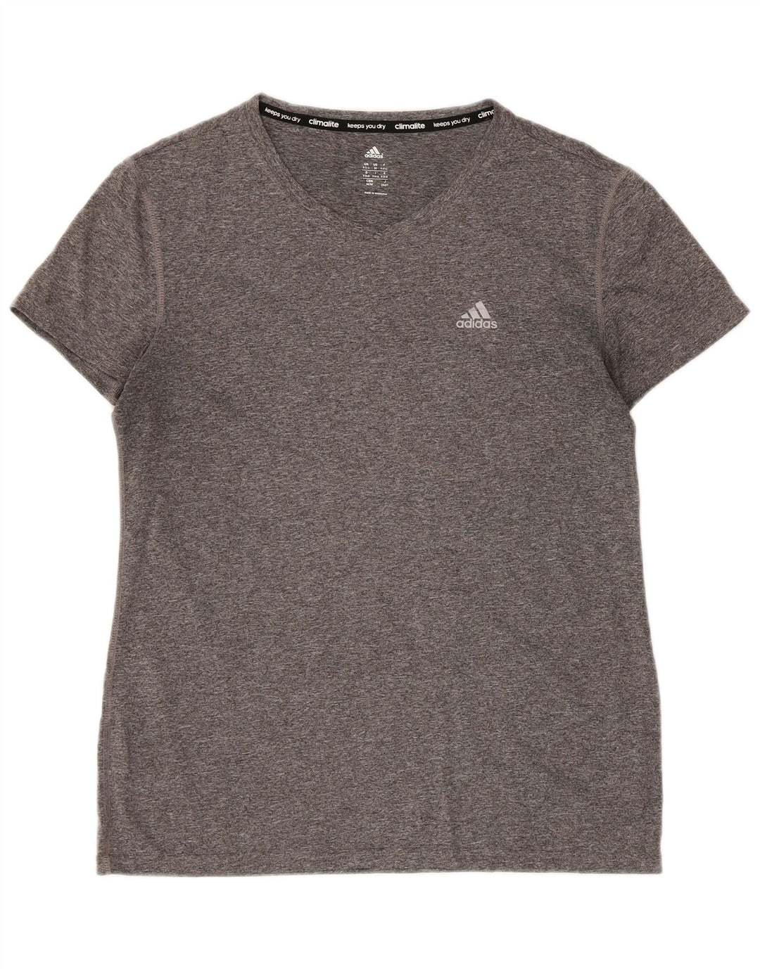 Adidas Damen Climalite Kurzarm T-Shirt Top UK 12/14 Mittelgrau