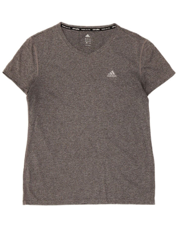 Adidas Damen Climalite Kurzarm T-Shirt Top UK 12/14 Mittelgrau