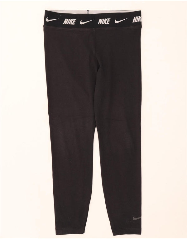 Nike Damen Tight Fit Graphic Leggings UK 14 Große schwarze Baumwolle