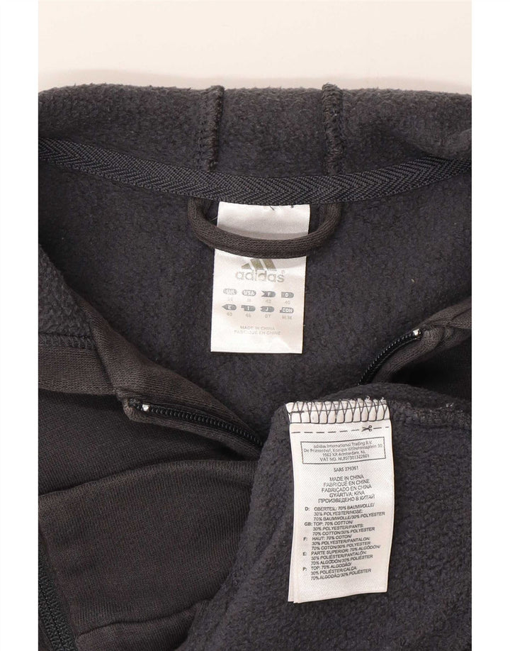 Adidas Damen Zip Hoodie Pullover UK 14 Mittelgraue Baumwolle