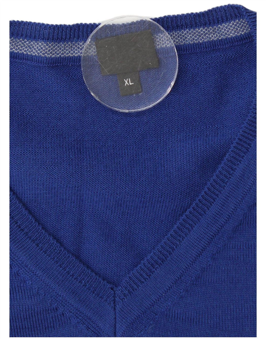 Hugo Boss Herren-Pullover mit V-Ausschnitt, XL, blaue Schurwolle