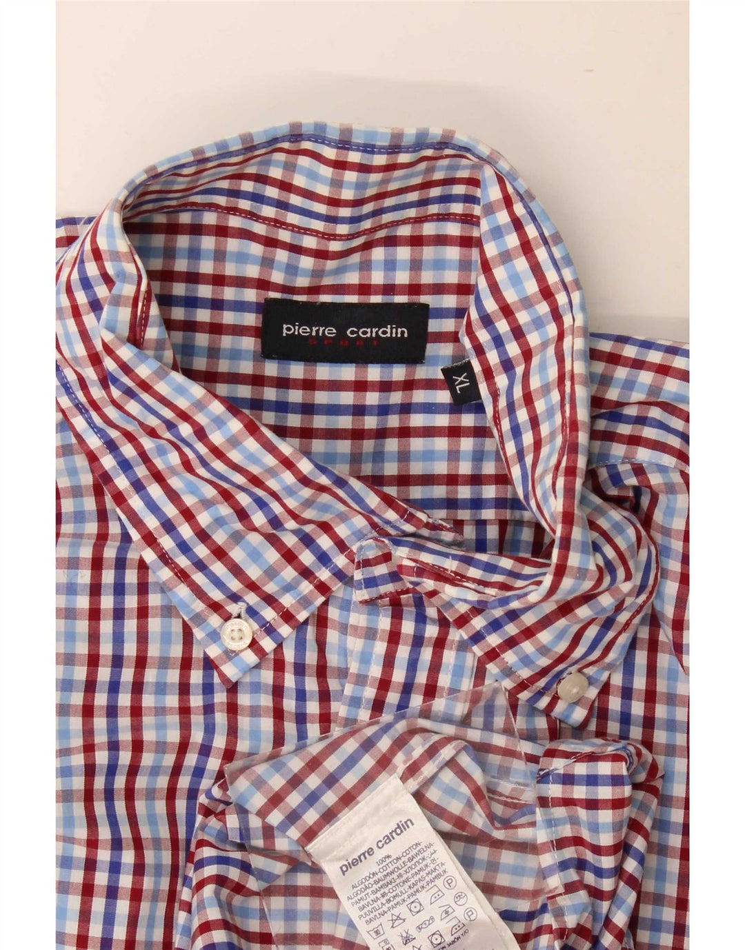 Pierre Cardin Herrenhemd XL, mehrfarbig, Gingham-Baumwolle