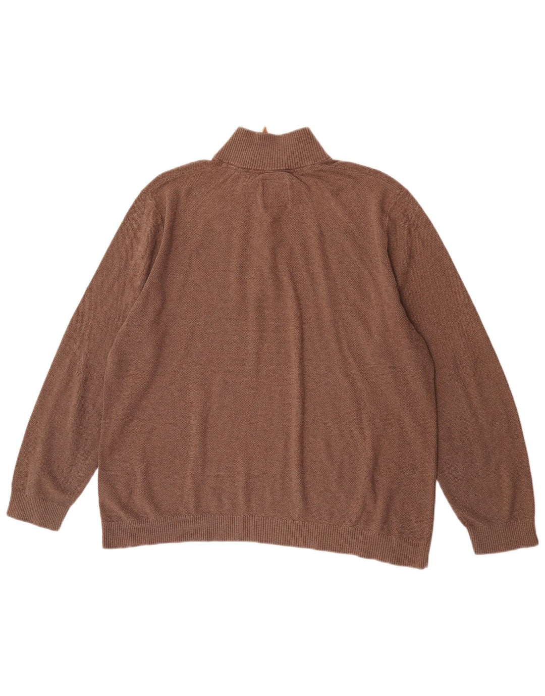 Fat Face Herren-Pullover mit Reißverschluss am Hals, 2XL, braune Baumwolle