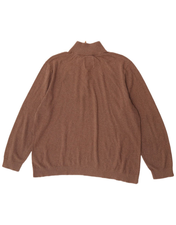 Fat Face Herren-Pullover mit Reißverschluss am Hals, 2XL, braune Baumwolle