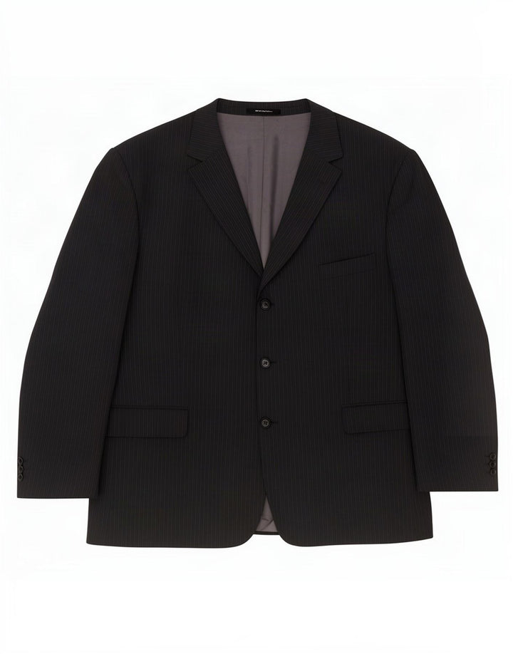 Marks & Spencer Herren-Blazer, kurz, mit 3 Knöpfen, Gr. 48, 2XL, Schwarz, Nadelstreifen