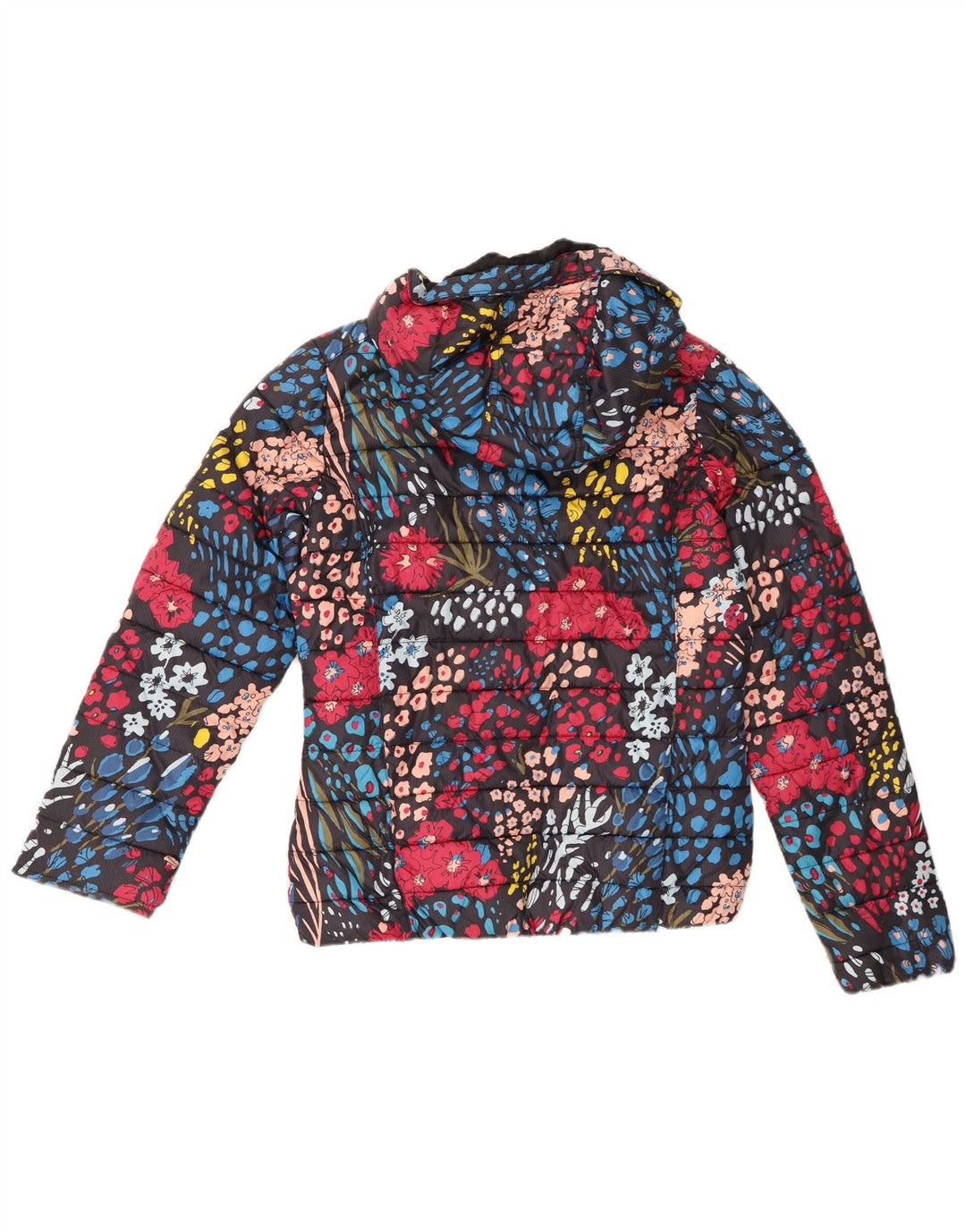 Adidas Damen-Jacke mit Kapuze, gepolstert, UK 12, Medium, mehrfarbig, Blumenmuster, Nylon