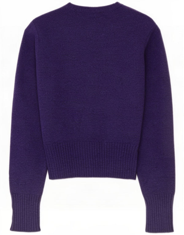 Benetton Womens Crop Graphic U-Boot-Ausschnitt Pullover Pullover UK 10 Small Purple