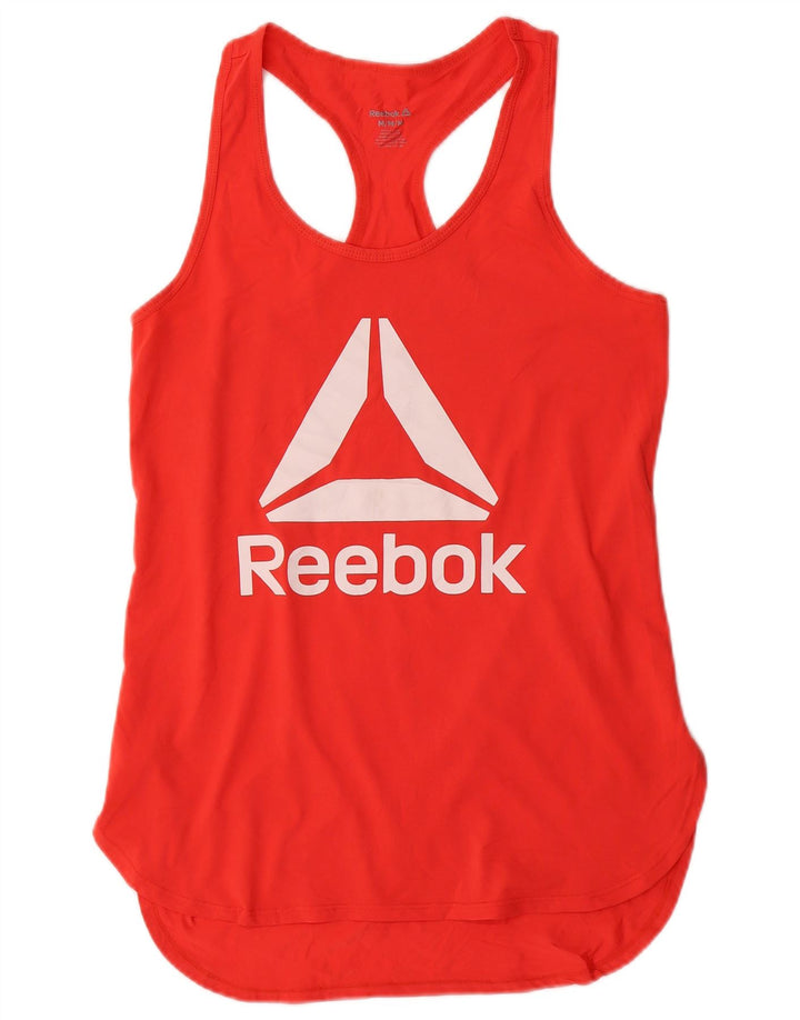REEBOK Womens Graphic Vest Top UK 12 Mittelrotes Polyester