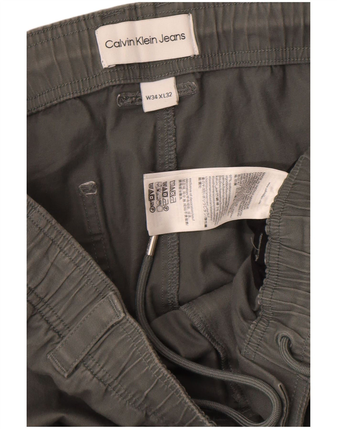 Calvin Klein Mens Pegged Cargo Hose W34 L32 Graue Baumwolle