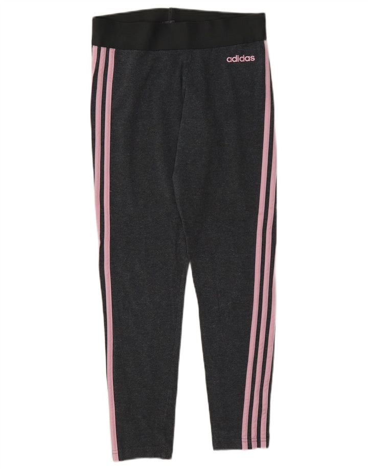 Adidas Damen Leggings UK 10 Small Graue Baumwolle