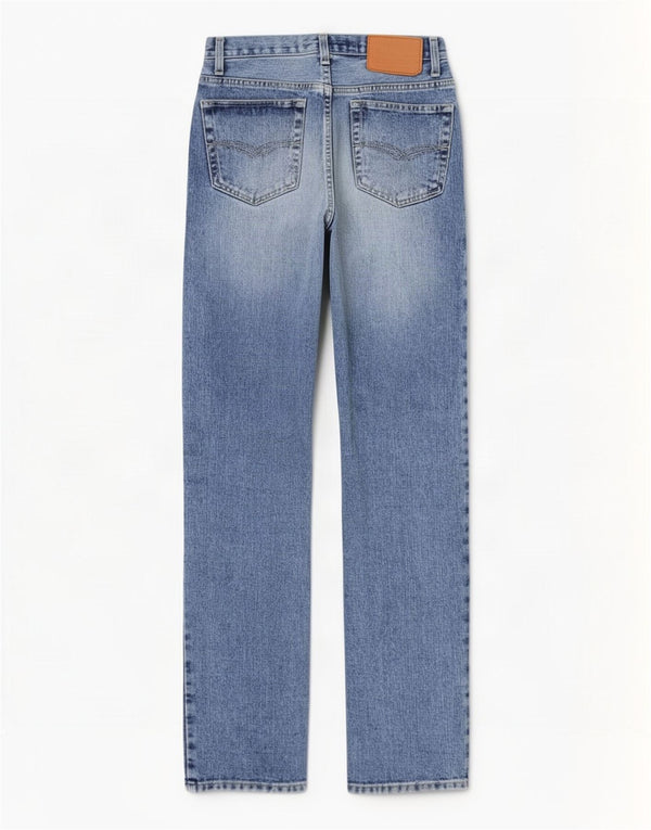 Onyx Herren-Jeans mit hoher Taille, gerade, W27, L30, blaue Baumwolle