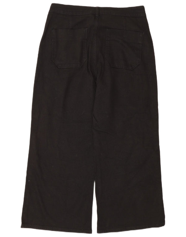 Zara Damen Crop High Rise Wide Leg Jeans EU 44 XL W34 L26 Schwarz
