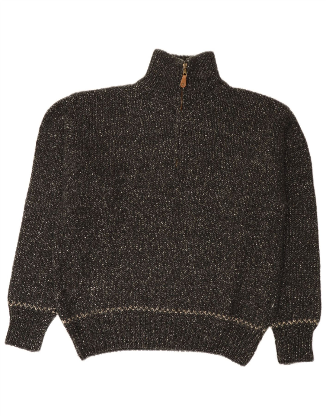 Marlboro Classics Herren-Pullover mit Reißverschluss am Hals, Mittelgrau meliert