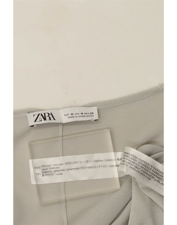 Langer, übergroßer Damen-Cardigan von Zara, Gr. 14, mittelgraue Viskose