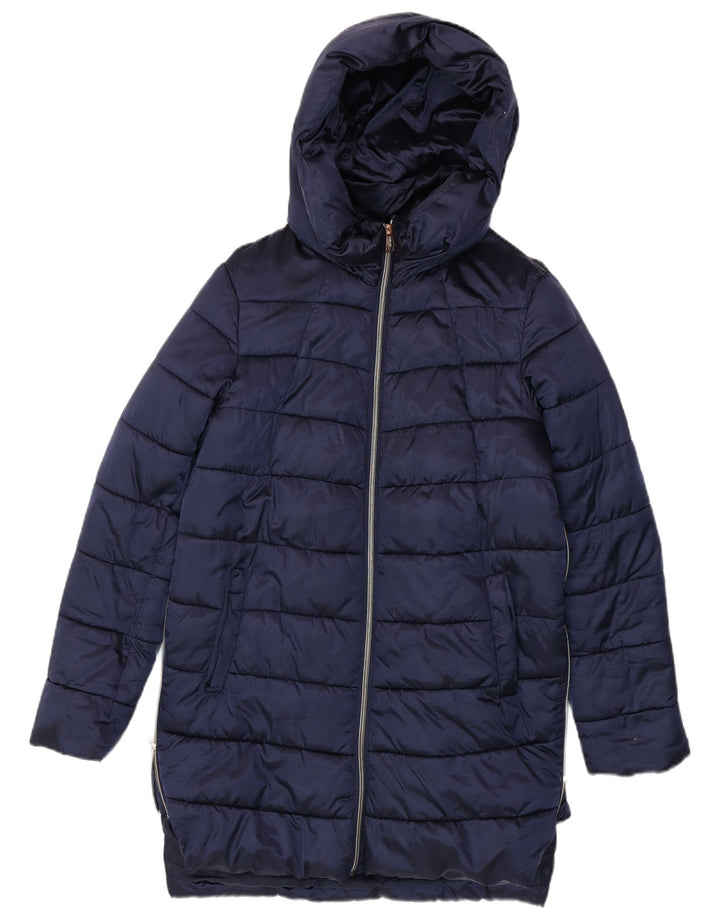 Guess Damen Übergroßer, wattierter Mantel mit Kapuze, UK 10, Größe S, Marineblau, Polyamid