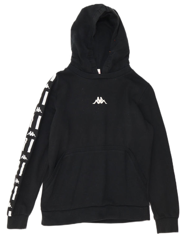 Kappa Jungen-Pullover mit grafischem Kapuzenpullover, 13–14 Jahre, schwarze Baumwolle